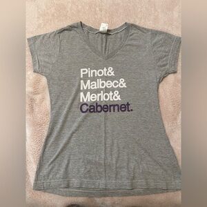 Wine themed Gray V-Neck Graphic Tees
